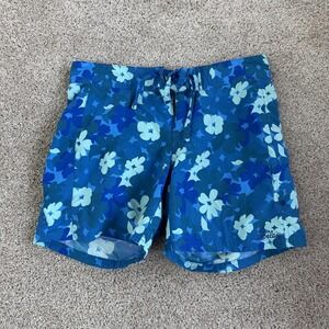 Cabela's Swim Shorts Mens Medium Blue Floral Mesh Lined Drawstring Trunks Beach